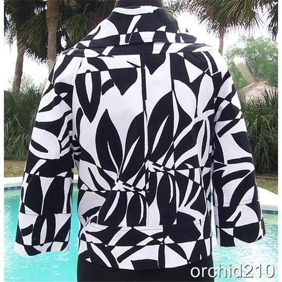 Cache Luxe Black White Lined Event Top Jacket Jackie-o Classic Swing NWT $158 - Picture 5 of 5
